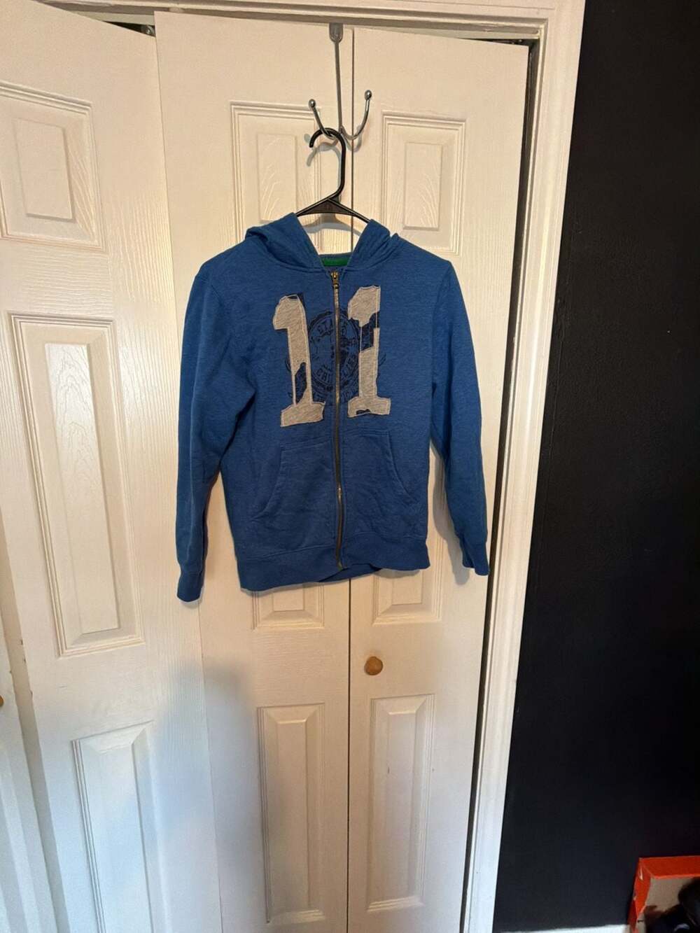 Arizona Jean Co. Zip-Up Hoodie Size L 10/12 Blue Number 11 Graphic